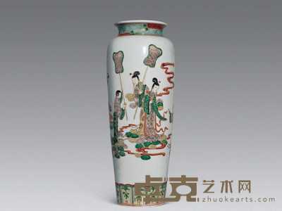 清 五彩人物象腿瓶 高27.8cm